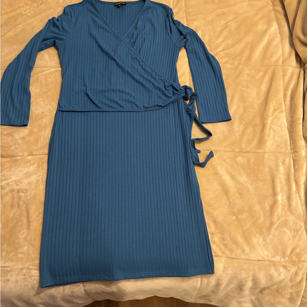 Elegant Blue Wrap Dress